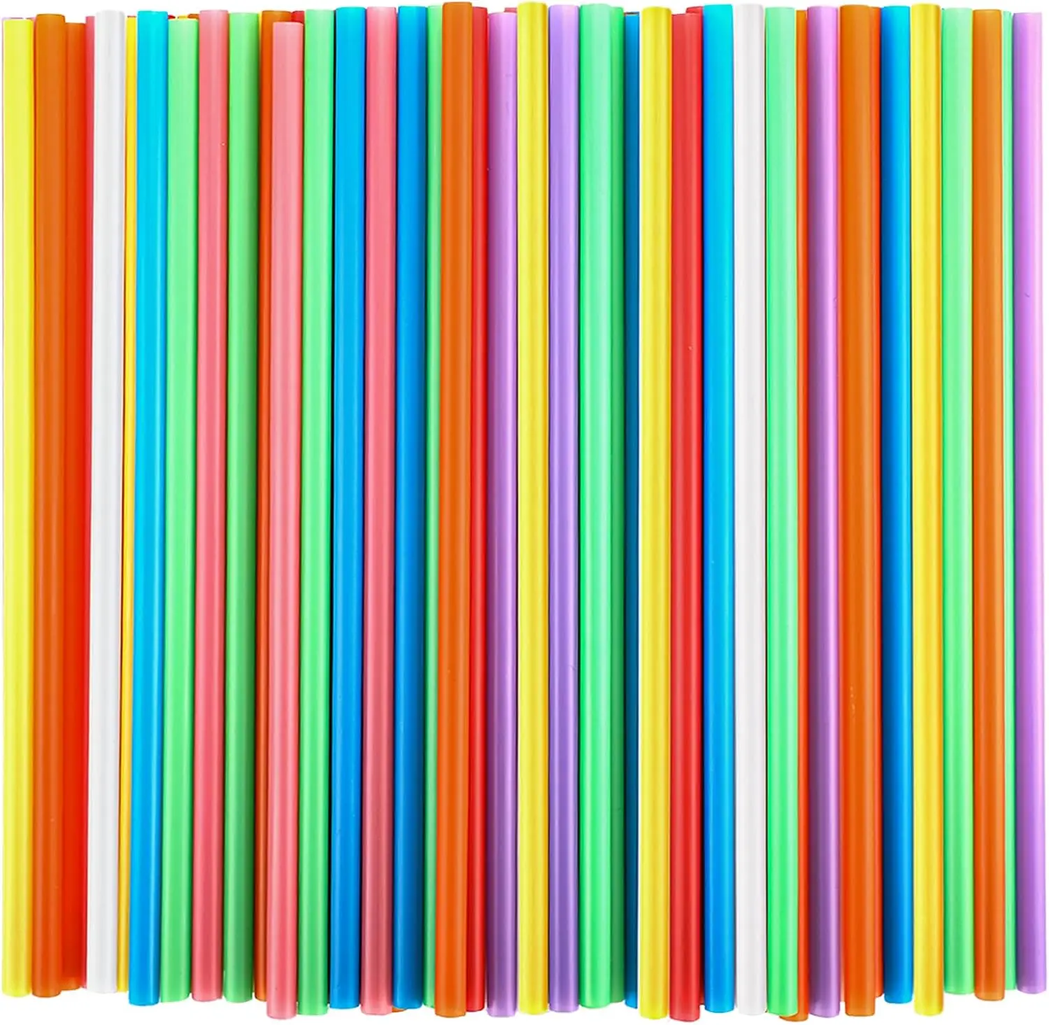 100 Pcs Colorful Plastic Straws, Disposable Drinking Straws, 8.26" Long and 0.23'' Diameter