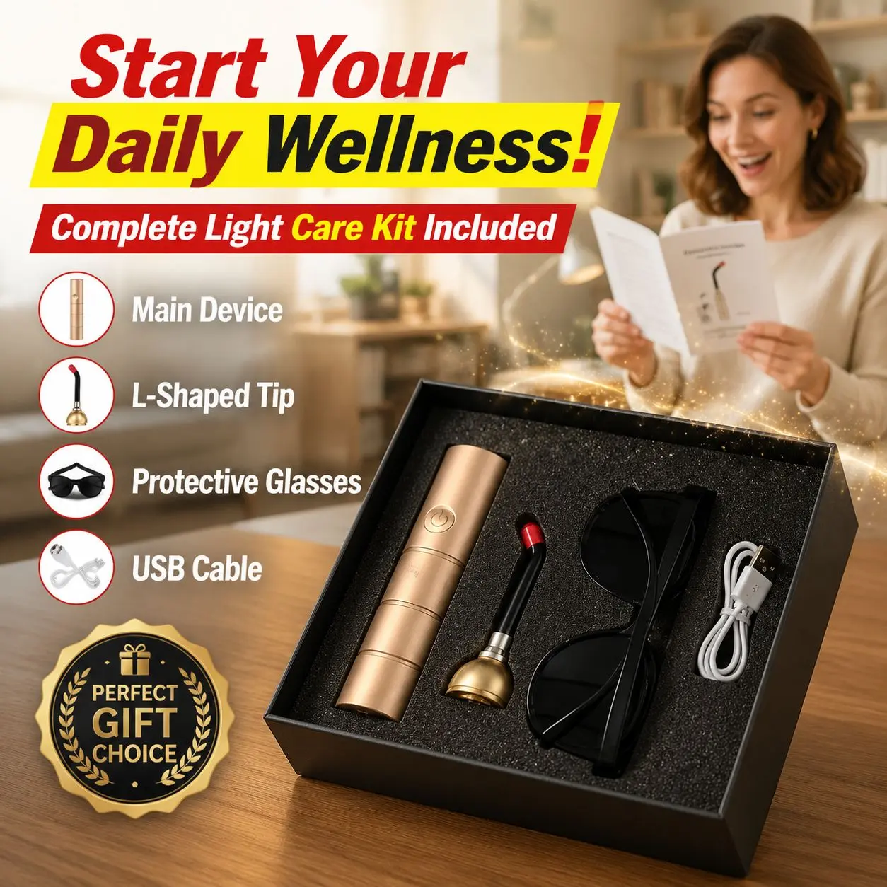 Infrared red light therapy stick for relieving pain in the nose, ears, knees and mouth.