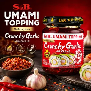 S&B Umami Topping Crunchy Garlic with Chili Oil, 3.9 oz (110g), Japanese Chili Crisp, Mild & Spicy Garlic Sauce for Rice & Ramen,Versatile Garlic Dip & Sauce for Marinade Multi-Pack (Pack of 1, 4, 6) - Packaging May Vary