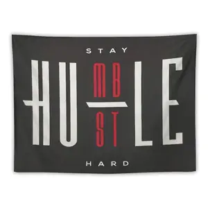 HGOD DESIGNS Quote Tapestry Wall Hanging: "Stay Humble, Hustle Hard" Slogan Poster — Ideal for Room Decor, Offices, Outdoor Activities, Camping Trips, and More (60" x 40")