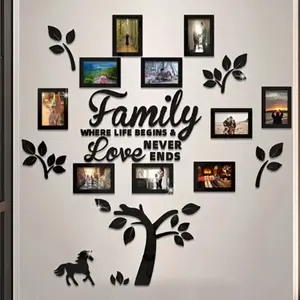 Transparent Mirror Wall Decor, Flower Pattern Photo Frame, Self-Adhesive Removable Wall Art, Decorative Wall Sticker, Wall Art Stickers, Sticker Decorations, Suitable for Home Living Room Bedroom Office Entrance