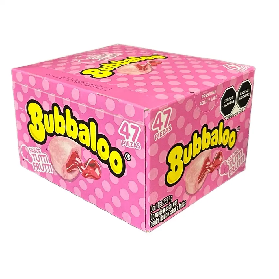 Bubbaloo Bubblegum Flavored Tutti Frutti Gum - 47-Piece Chewing Gum Snack, Sour Sweet Chewy Mexican Dulces Candy