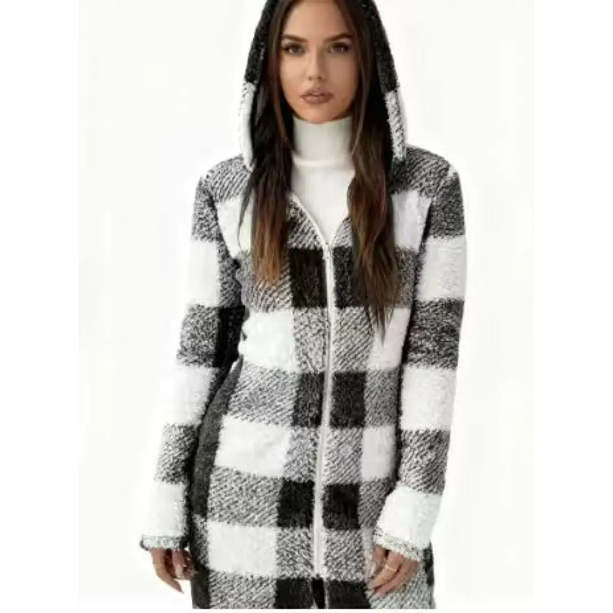Women's Elegant Tartan Hooded Zip-Up Sweatshirt 100% Polyester Long-Sleeve for Autumn Winter Machine Washable Dry Cleanable Fashionable Casual Top spider hoodie zip up hoodies tops for women long sleeve tops women clothes for women vintage sweatshirts