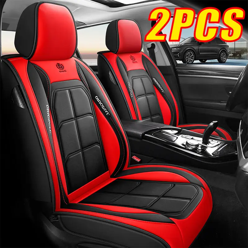 Waterproof Leather Car Seat Covers 2PCS Red & Black Premium Protection for Vehicle Interior Durable & Stylish, Car Seat Protectors, Seat Protectors Cushion