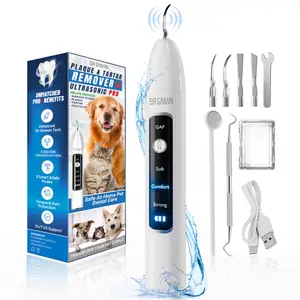 Plaque Remover for Teeth - Pet Ultrasonic Cleaner - Teeth Cleaning Kit for Tartar and Stains - Suitable for Dogs and Cats, 3 Modes, and 4 Replaceable Heads