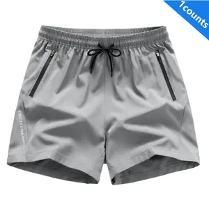 TechTrance Men's Quick-Dry Sports Shorts with Drawstring Waist & Zip Pockets for Gym Running Cycling Hiking Fitness Lightweight Breathable Stretch Fabric Polyester Fiber