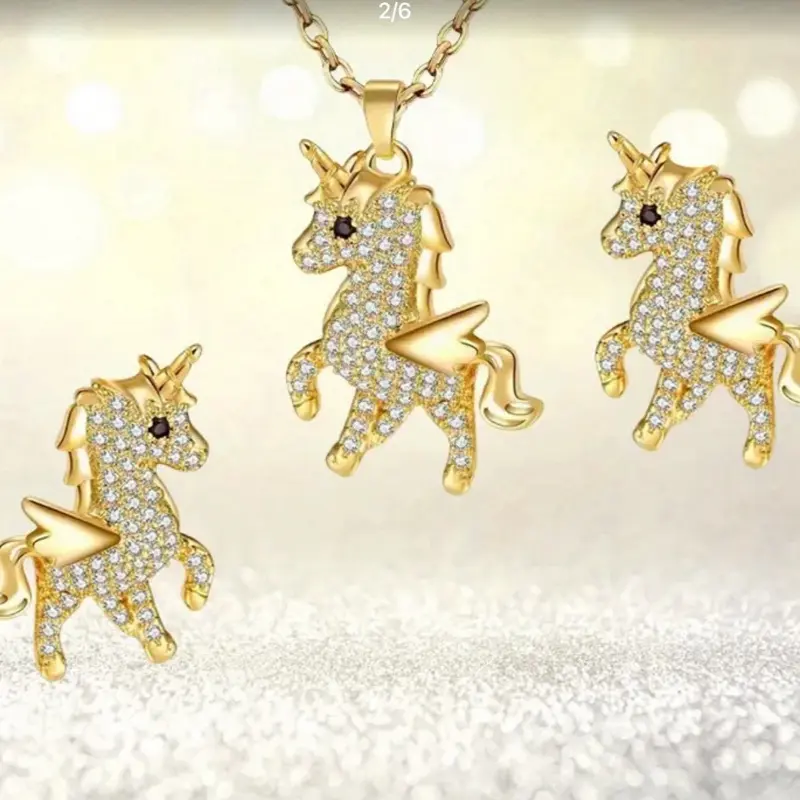 Unicorn Necklace & Earrings #113