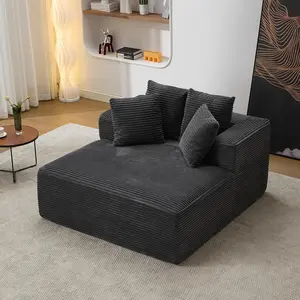 53.5"W Boneless Chaise Lounge Corduroy & Foam Upholstered Sofa Bed with Throw Pillows & Armrests Indoor Sleeper Chair for Living Room No Assembly Required boneless sectional couch