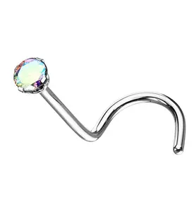 Rainbow Aurora CZ Titanium Nose Screw Rainbow Aurora CZ Titanium Nose Screw