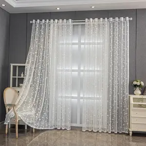 1pc, Rustic Vine Leaf Embroidered Transparent Curtain, Home Decoration Curtain, Living Room Bedroom Balcony Decor, Easy to Hang, Washable, Minimalist Style Drapes