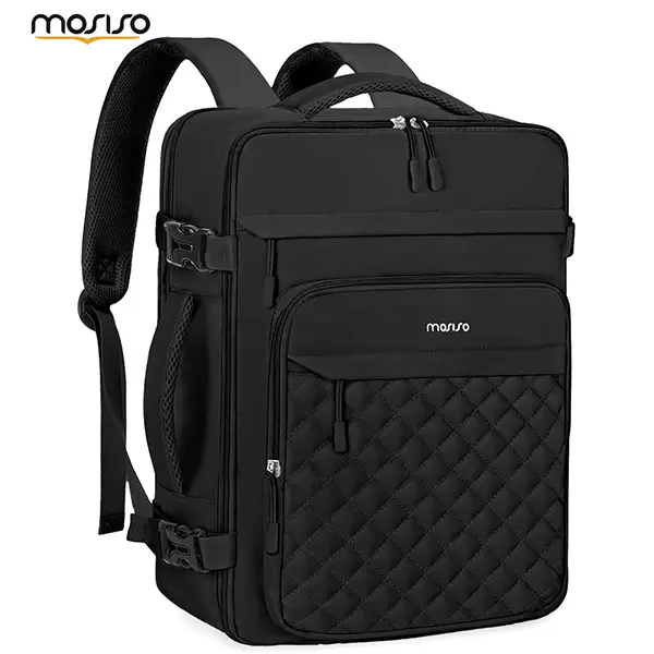 MOSISO 40L Quilted Travel Backpack for Men & Women, Elegant Carry-On Office Work Bag with 17.3 Inch Laptop Compartment, USB Port & Anti-Theft Pocket, Laptop Work Bags, On The Road, Edc Gear, Everyday Carry, Business Casual, Carry On Backpacks
