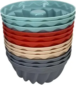 12-Piece Flexible Stackable Silicone Bakeware Set - Mini Chocoflan Cake, Pumpkin Cake, Jelly & Cup Molds, Reusable for Baking