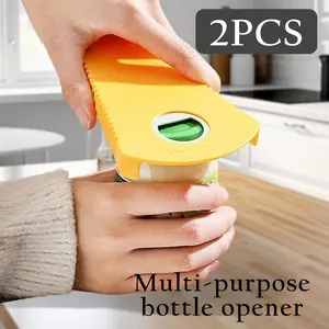 2 Counts Jar and Bottle Opener, Opens Lids with Leverage Principle, For Jars, Cans, and Bottles(Yellow)