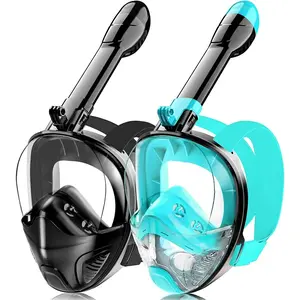 Adult and Teen Full Face Snorkeling Mask with Detachable Camera Mount, 180° Panoramic View, Unisex Anti-Fog Leak-Proof Snorkel Set with View-Friendly Design Diving Gear