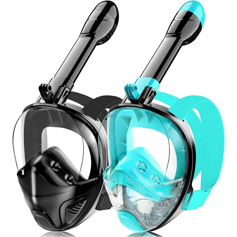 Adult and Teen Full Face Snorkeling Mask with Detachable Camera Mount, 180° Panoramic View, Unisex Anti-Fog Leak-Proof Snorkel Set with View-Friendly Design Diving Gear