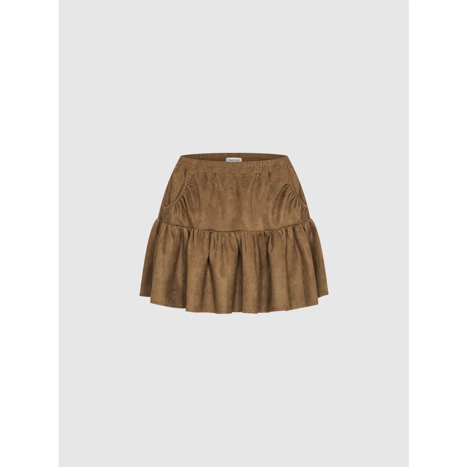 URBAN REVIVO Women's 2026 Viral Casual Basic A-Line Mini Skirt - Stretch Polyester Bottom, Flowy Boho Ruffle Hem, Women's Trendy Bottoms, Mini Skirts, Flowy Skirts