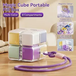 Weekly Pill Organizer 7 Day Travel Pill Case with Magnetic Closure Easy Open Portable Pill Box with 8 Compartments for Vitamins Medication Multicolor