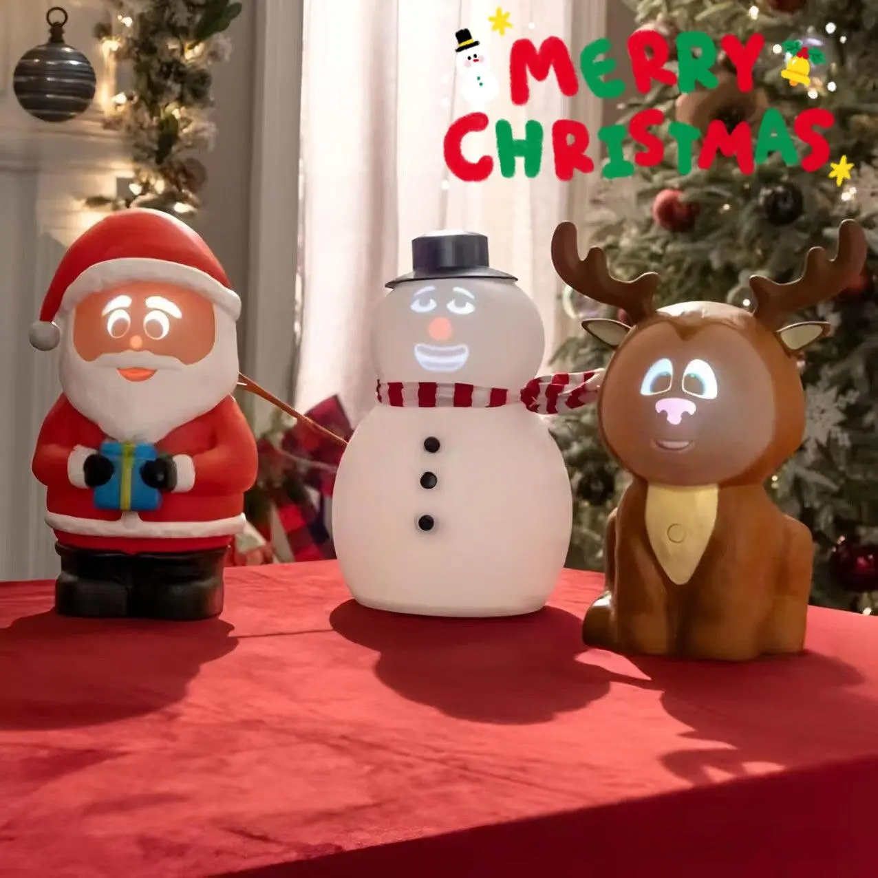 Talking Animated Blink Snowman With Light Up Eyes And Playful Voice For Holiday Home Table Centerpiece Gift Christmas Decorations American Style PLA Material
