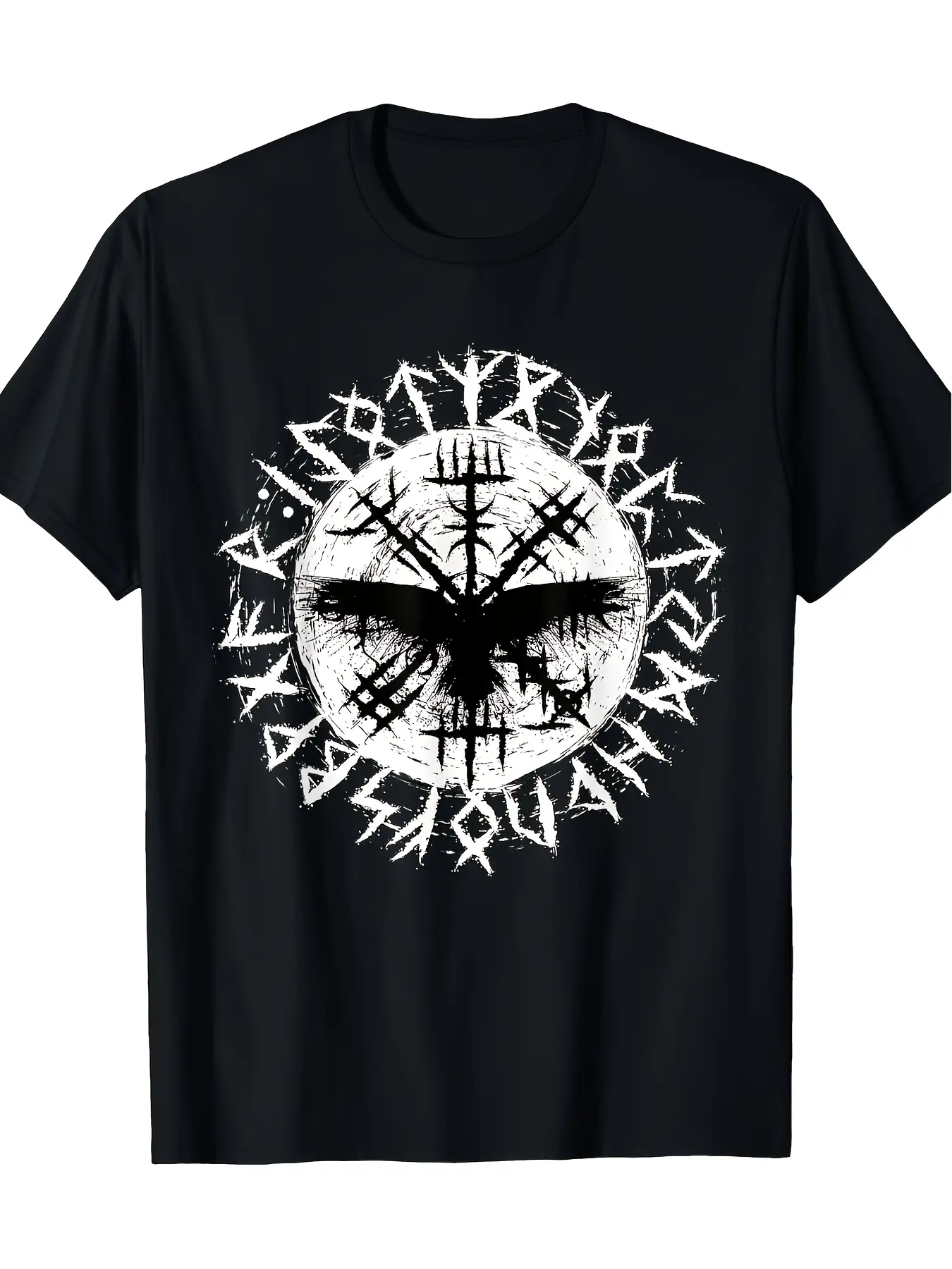 Black T-Shirt Featuring Viking Norse Mythology wit unisex soft cotton short sleeve t shirt, vintage graphic casual tee for men women teens, perfect birthday holiday gift for camping travel gym daily street casual wear