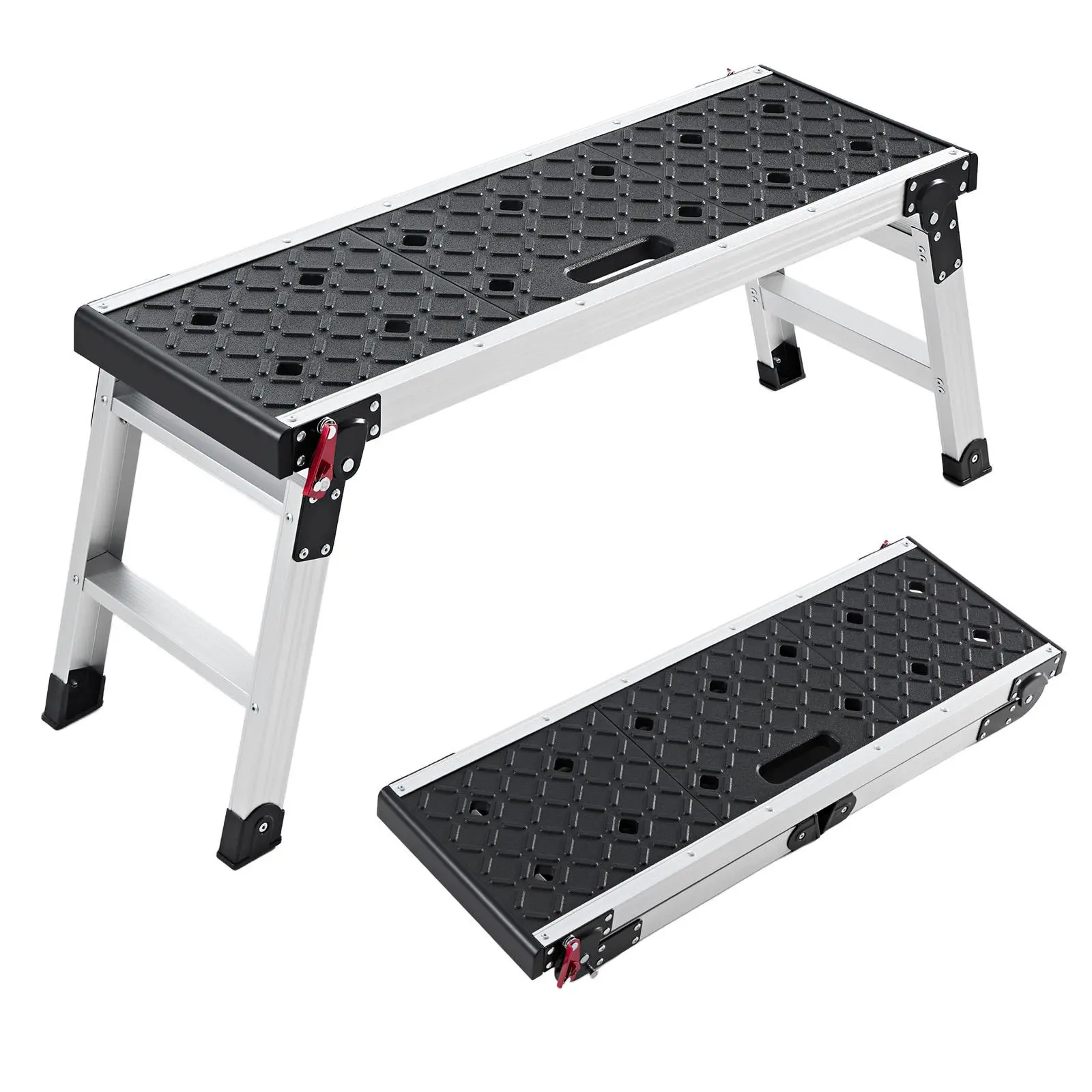 VEVOR Folding Work Platform, 35.8 x 12.2 in Aluminum Step Stool, 16.5 in Height, 500 lbs Load Capacity, Heavy Duty Platform Ladder with Locks, Portable Work Bench for Painting & Maintenance & Home#SohoChic