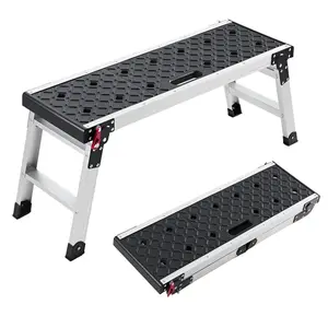 VEVOR Folding Work Platform, 35.8 x 12.2 in Aluminum Step Stool, 16.5 in Height, 500 lbs Load Capacity, Heavy Duty Platform Ladder with Locks, Portable Work Bench for Painting & Maintenance & Home