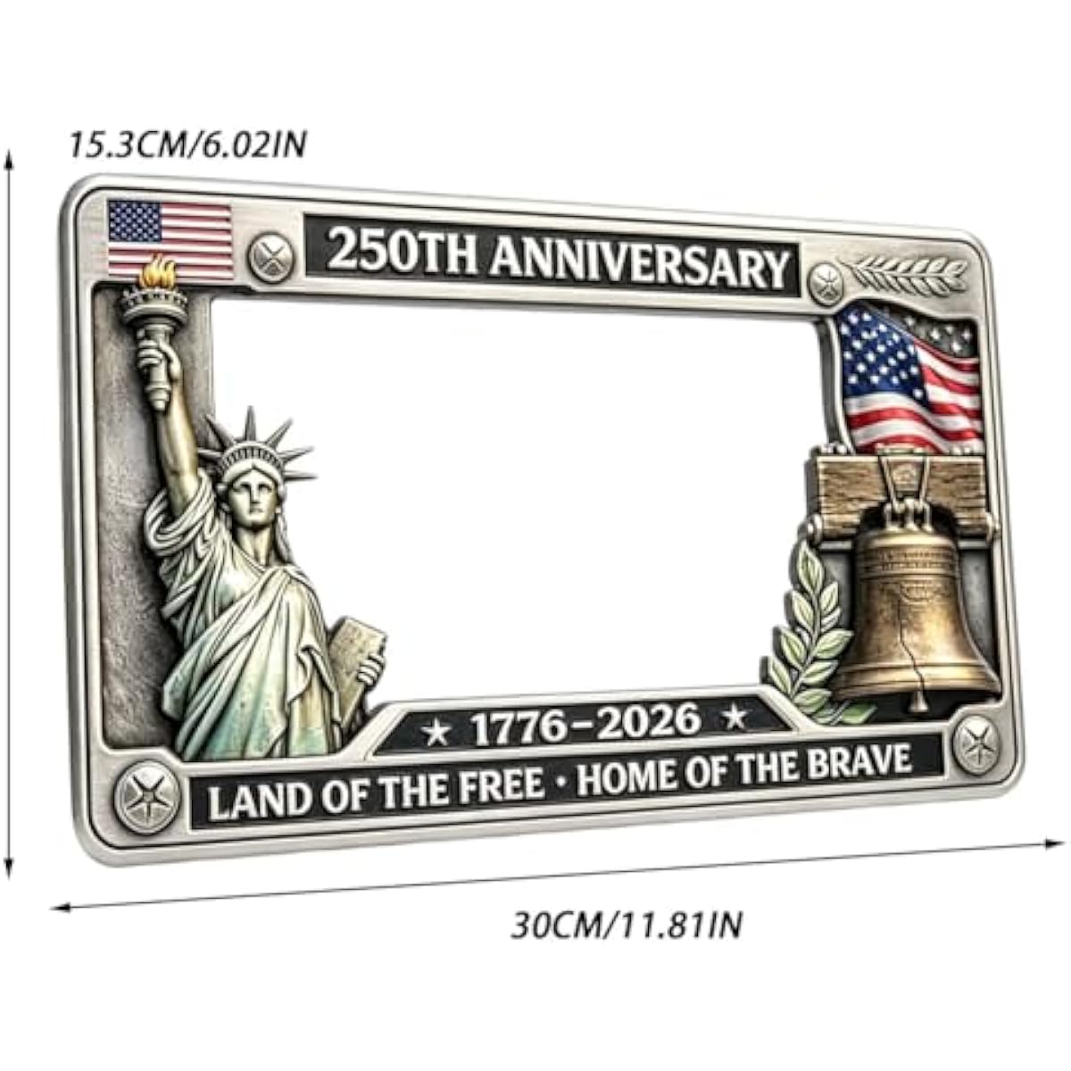 250th Anniversary USA Patriotic Aluminum License Plate Frame (1776-2026) with American Flag, Standard US Car Tag Holder with Screws, Personalized Automotive Exterior Car Accessories fathersdaygift 250th Anniversary USA Patriotic Aluminum License Plate Frame (1776-2026) with American Flag, Standard US Car Tag Holder with Screws, Personalized Automotive Exterior Car Accessories fathersdaygift
