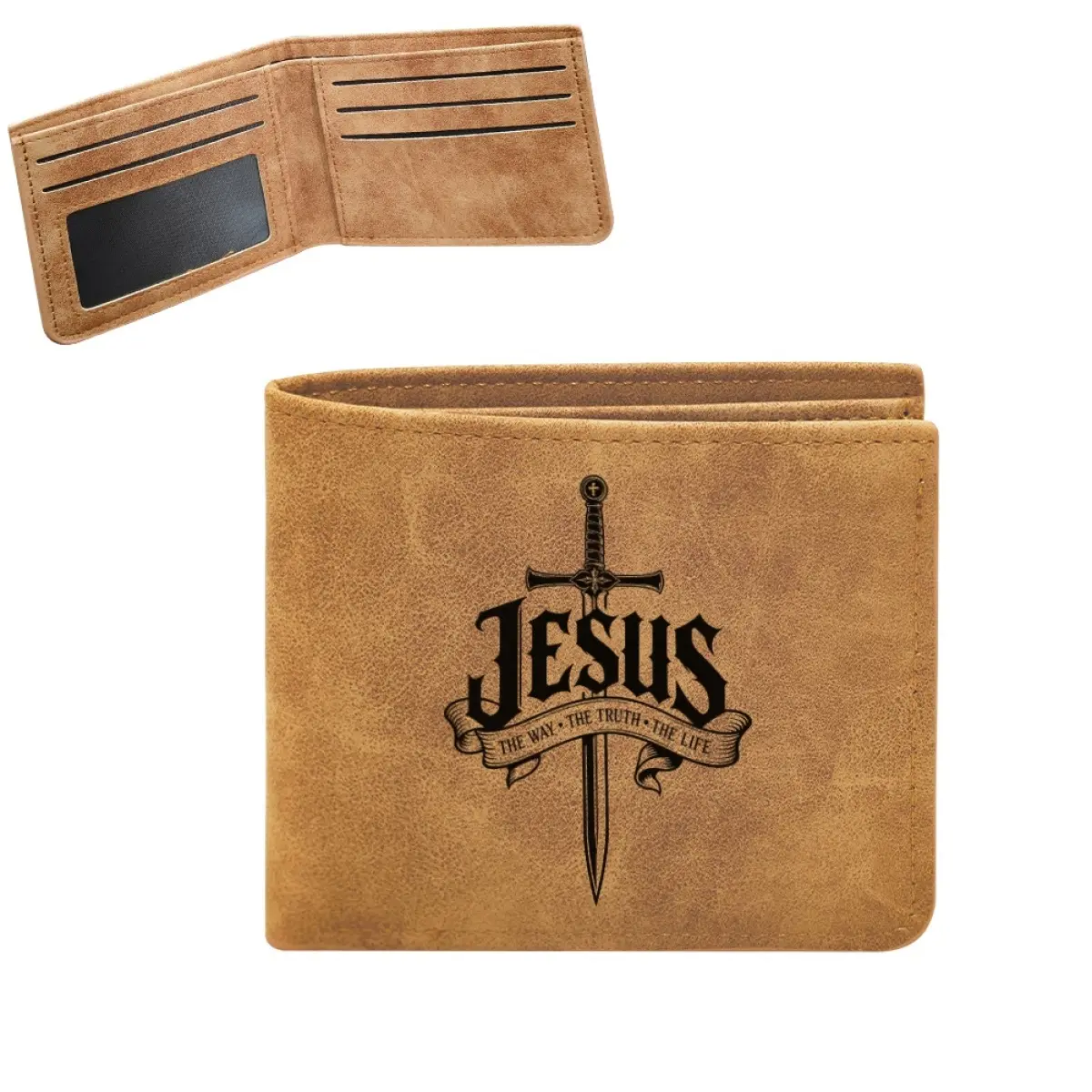 Christian Gifts Wallet for Men - Bifold Multi Card Slots Cross Jesus Men Wallet for Christian Gifts - Personalized Wallet for Men Daily Use