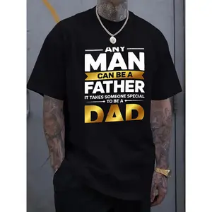 Men's "Any Man Can Be a Father It Takes Someone Special to Be a Dad" Father's Day Graphic T-Shirt Crew Neck Short Sleeve Black Casual Tee TikTok Viral