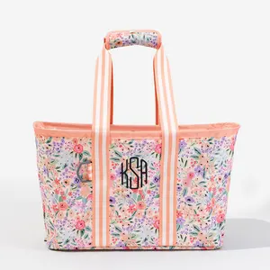 ML MARLEYLILLY Personalized Market Tote - Lightweight Spacious Collapsible Polyester Canvas Bag with 12 Inch Drop Handles & Interior Zipper Pocket - Shopper Handbag