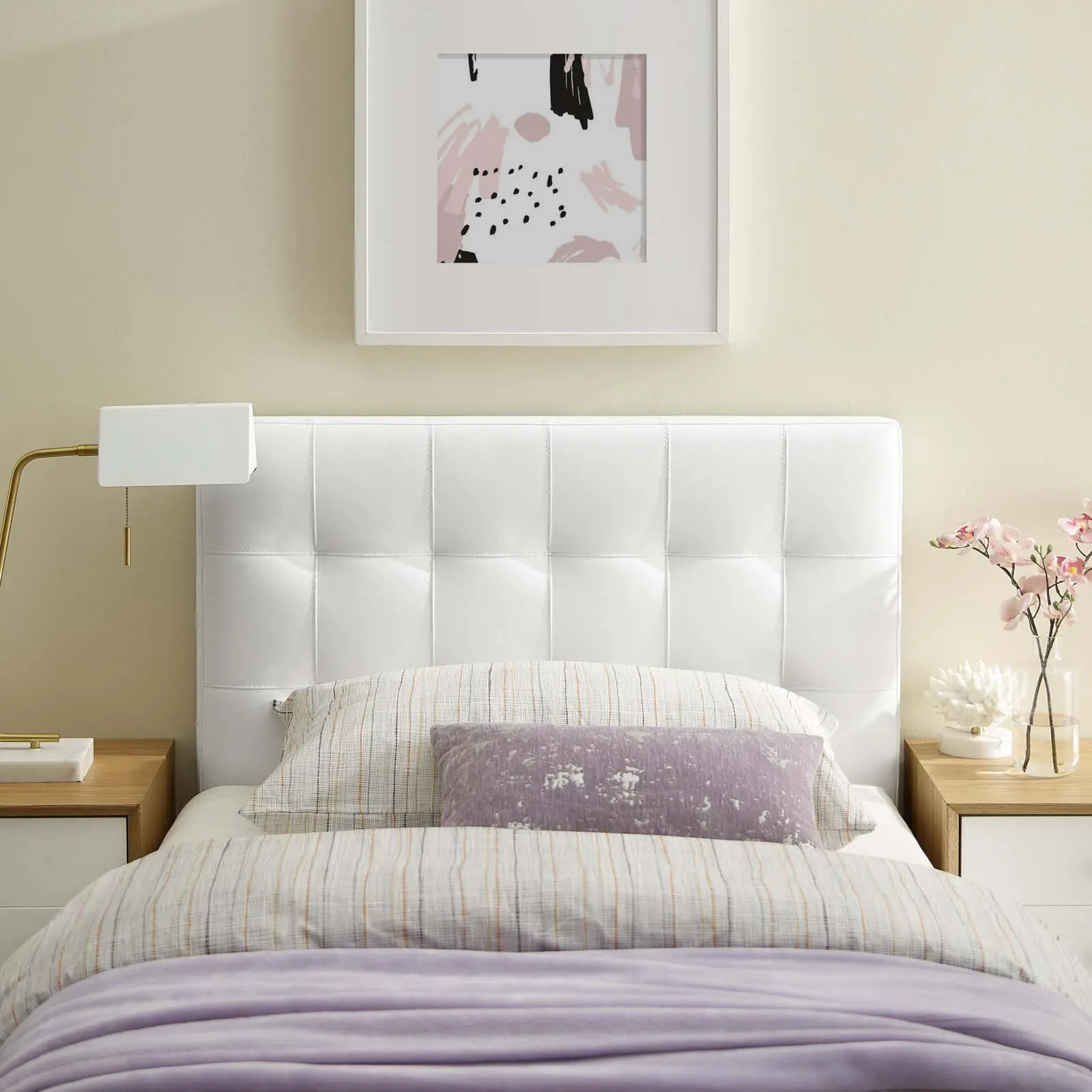 Modway Lily Twin Upholstered Vinyl Headboard in White