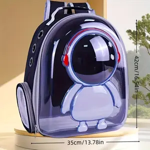 1 Transparent Space Capsule Cat Backpack | Breathable And Comfortable, Side-Opening Design, Suitable For Small Pets, Zipper Closure