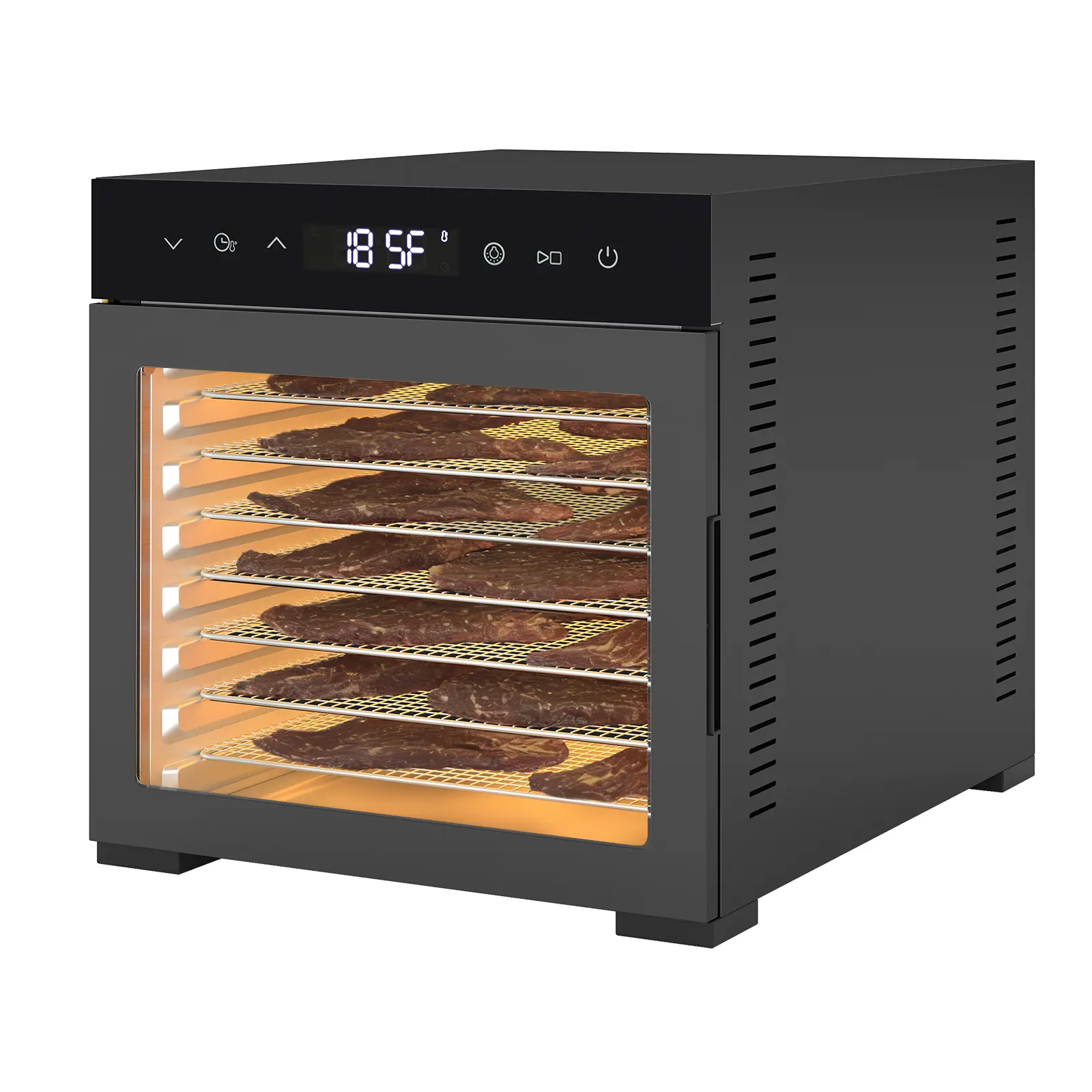Food Dehydrator Machine, 500W Jerky Dehydrators with 8 Stainless Steel Large Trays, 185°F Temperature Control & 24H Timer Food Dryer for Fruit Meat Herb Dog Treats