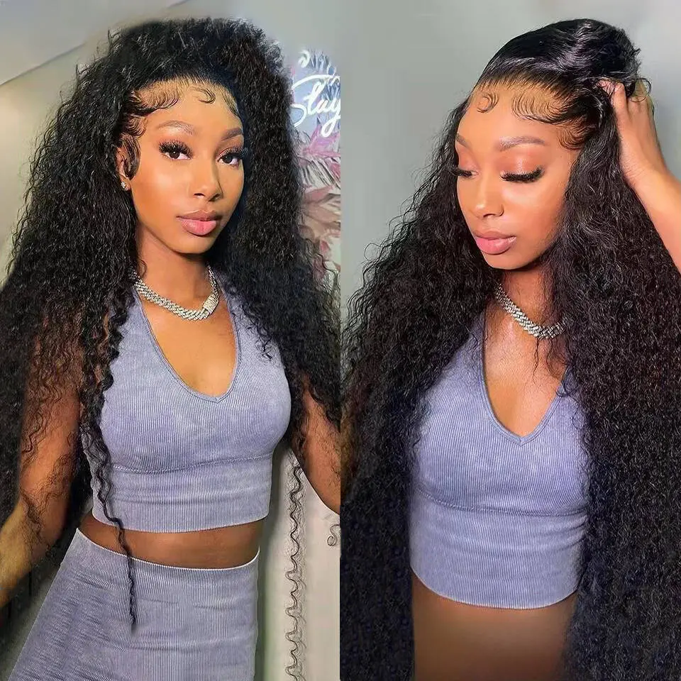 Bling Hair Water Wave Lace Front Wig 13x6 Deep Curly Hd Lace Frontal Brazilian Wigs For Women Human Hair 13x4 Deep Wave Transparent Lace Frontal Wig 180Density 12~38Inch Pre-plucked Hair Wig 180%Density, Curly Hair, Deep Wave Wig