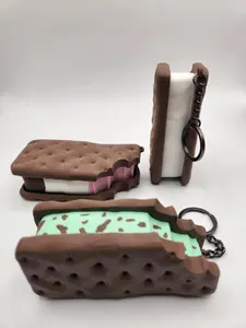 Ice Cream Sandwich Fidget Clicker Keychain | Cute Fidget Toy for Ice Cream Lovers | Stress Relief Fidget Toy | 3D Printed PLA Clicker Toy