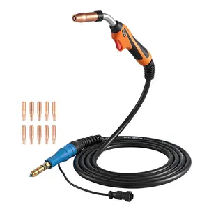 【FathersDayGift】VEVOR 250A MIG Welding Gun with 15FT Cable, Replacement for Miller MDX-250 - with 11PCS Mig Welding Contact Tips
