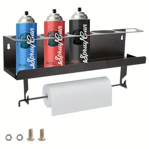 1pc, Wall-Mounted Aerosol Spray Can Holder, Heavy-Duty Garage Paper Towel Rack, 5 Aerosol Can Storage for Garages and Repair Shops, Wall Mounted Dispenser, Organiser