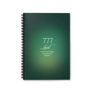 777 Luck Spiral Notebook — Inspirational Green Ruled Journal