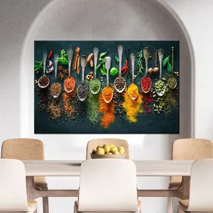 Spices Wall Art, Indian Spices Canvas, Dining Room Decor, Canvas Wall Art, Kitchen Decor, Food Wall Art, Contemporary Wall Decor, Canvas Art