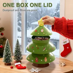 3-Tier Stackable Christmas Tree Snack Tray – Green Holiday Serving Platter for Nuts Candy Fruits Cookies – Space-Saving Party Dessert Stand