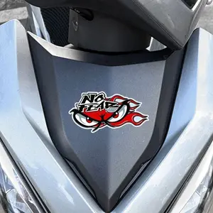 1PC Hardcore Street Style NO FEAR Flame Sticker, Black & Red Contrast Fearless Slogan Decal, Suitable for Motorcycle Helmets, Skateboards, Laptops, Luggage, Personalized Scratch Cover Sticker Motorcycle Stickers