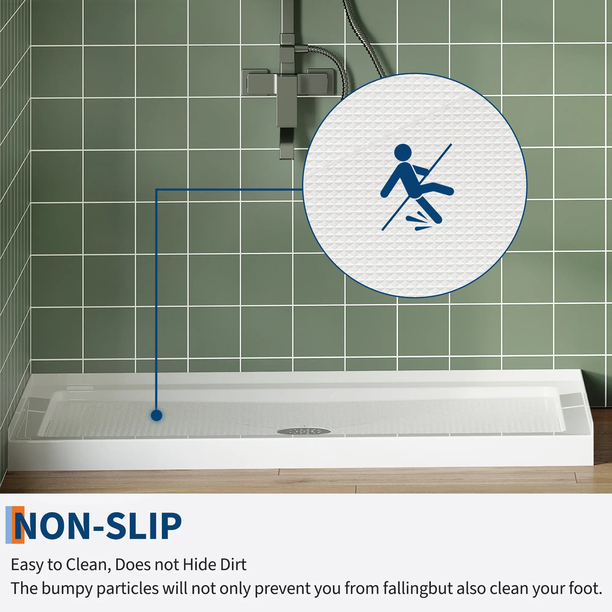 48 X 32 Inch Durable Waterproof Shower Base Pan, Single Threshold Design, Center/Right Drain Option, Non-Slip Textured ABS & Acrylic, Easy Clean with Drain Kit and Stainless Steel Cover