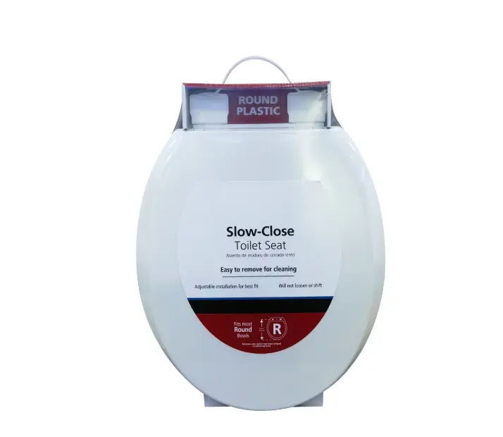 Plastic Round Slow-Close Toilet Seat in White - Versatile Design for Various Bathroom Uses