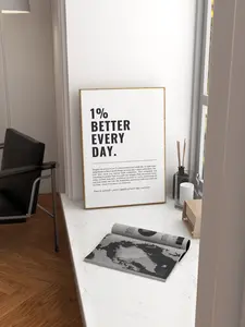 1% Better Every Day, Motivational Quote Wall Art, Office Prints, Office Decor, Inspirational Wall Art, Motivational Poster (UNFRAMED)