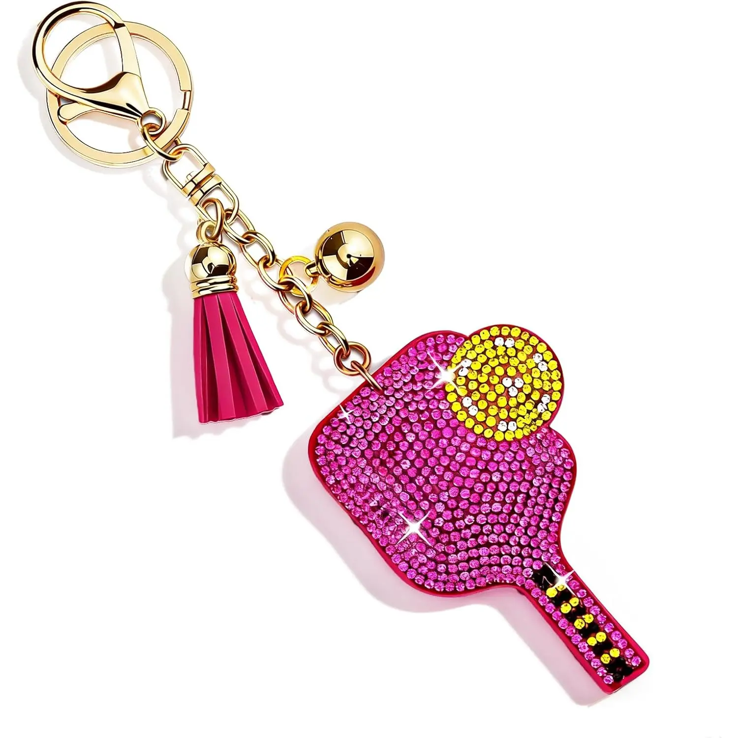 Pickleball Gifts for Women Pickle Ball Gifts for Teens Girls Pink Pickleball Keychain Bling Rhinestone Pickle Ball Keychain Pickleballs Party Favors Mini Pickleballs Accessories for Women