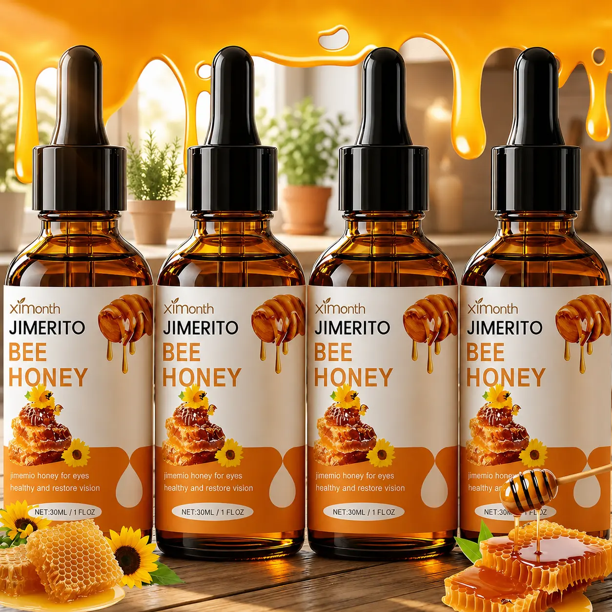 Bee Honey Eye Drops Moisturizing Honey Eye Drops Refreshing Soothing for Dry Astringent Eyes Natural Fast Acting Daily Care 30mL Eyedrops