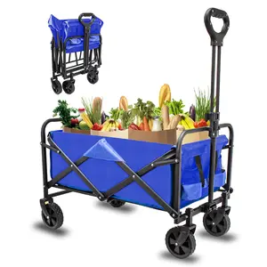 SZHLUX Foldable Four-wheelers, Foldable Four-wheelers With Wheels, Heavy Duty Outdoor Carts, Portable Folding Chair Storage Carts; Cart For Heavy Items, Suitable For Shopping, Sports, Camping, Gardens.