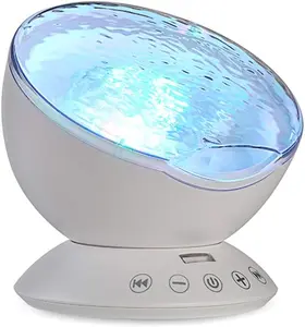 Ocean Wave Projector Sound Machine, Night Light Projector with Remote Control Timer 8 Colors LED Lighting Modes Water Lamp for Kids Adults Bedroom Living Room Party Decorations Gift (White)