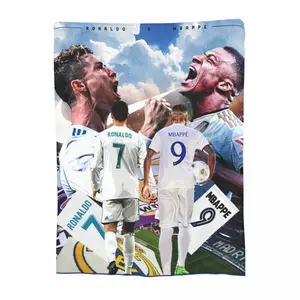 Kylian Mbappe &  Ronaldo Blanket Lightweight Soft Flannel Blanket Football Fans Gifts Suitable For Sofa Beds Living Rooms Suitable For Children And Adults Birthday Gifts Holiday Party Halloween Blankets