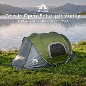 Night Cat Upgraded Pop-up Waterproof Outdoor Tent - 1-4 Person, 3-Second Instant Setup, 40% Smaller Package, PU2000mm Breathable Shelter, Lightweight Canopy for Camping, Hiking, Shelter Tent