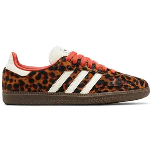 Adidas Samba OG Preloved Red Leopard Women's Sneaker JI2734 Fashion Animal Print Athletic Walking Trainer Shoe Closed Toe Unisex Everyday Wear Sports Shoe